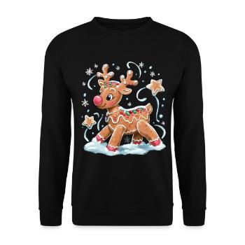 Rentier Reh Xmas Reindeer Christmas Weihnachten - Unisex Pullover - Schwarz - Vorne - Alina (178cm) & Michal (187cm)
