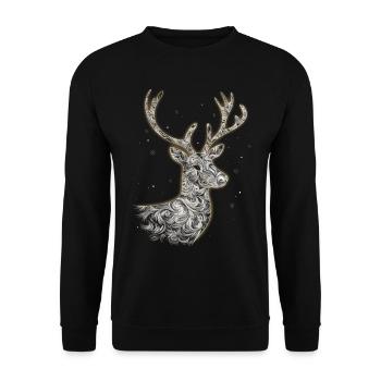 Rentier Reh Xmas Reindeer Christmas Weihnachten - Unisex Pullover - Schwarz - Vorne - Alina (178cm) & Michal (187cm)