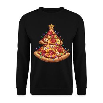 Pizza Christmas Tree Pepperoni Food Gifts for Kids - Unisex Pullover - Schwarz - Vorne - Alina (178cm) & Michal (187cm)
