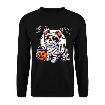 Boston Terrier Halloween Mummy Cute Boston - Unisex Sweatshirt - black - Front - Alina (178cm) & Michal (187cm)