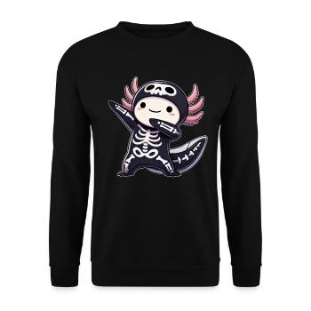 Halloween Skeleton Cute Axolotl Men - Unisex Sweatshirt - black - Front - Alina (178cm) & Michal (187cm)