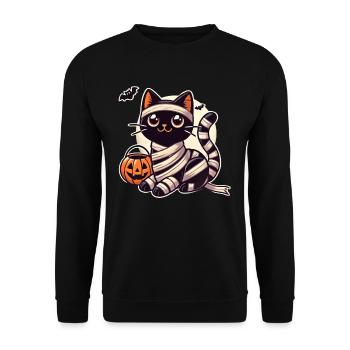 Cat Halloween Mummy Cute Cat Kids - Unisex Sweatshirt - black - Front - Alina (178cm) & Michal (187cm)