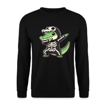 Halloween Skeleton Cute Crocodile Men - Unisex Sweatshirt - black - Front - Alina (178cm) & Michal (187cm)