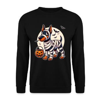 Doberman Halloween Mummy Cute Doberman - Unisex Sweatshirt - black - Front - Alina (178cm) & Michal (187cm)