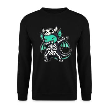 Halloween Skeleton Cute Dragon Men Women - Unisex Sweatshirt - black - Front - Alina (178cm) & Michal (187cm)