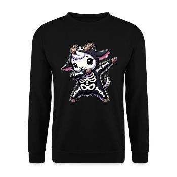 Halloween Skeleton Cute Goat Men Women - Unisex Sweatshirt - black - Front - Alina (178cm) & Michal (187cm)