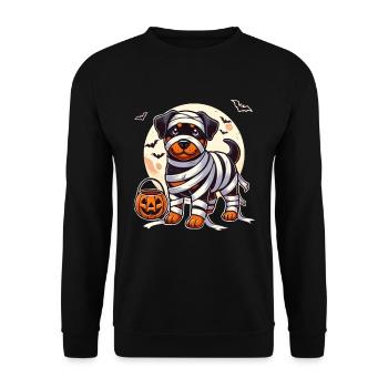 Rottweiler Halloween Mummy Cute Rottweiler Kids - Unisex Sweatshirt - black - Front - Alina (178cm) & Michal (187cm)