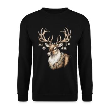 Rentier Reh Xmas Reindeer Christmas Weihnachten - Unisex Pullover - Schwarz - Vorne - Alina (178cm) & Michal (187cm)