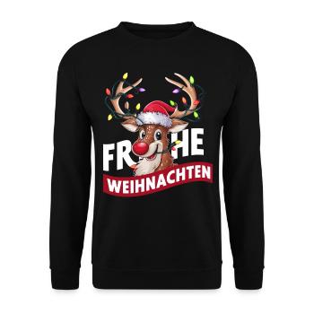 Rentier Reh Xmas Reindeer Christmas Weihnachten - Unisex Pullover - Schwarz - Vorne - Alina (178cm) & Michal (187cm)