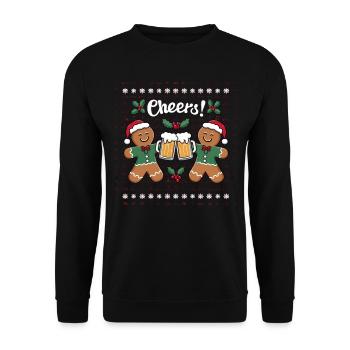 Bier Weihnachten Weihnachtsmann Xmas Christmas - Unisex Pullover - Schwarz - Vorne - Alina (178cm) & Michal (187cm)