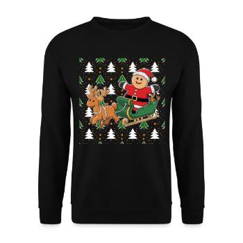 Weihnachten Weihnachtsmann Xmas Santa Christmas - Unisex Pullover - Schwarz - Vorne - Alina (178cm) & Michal (187cm)