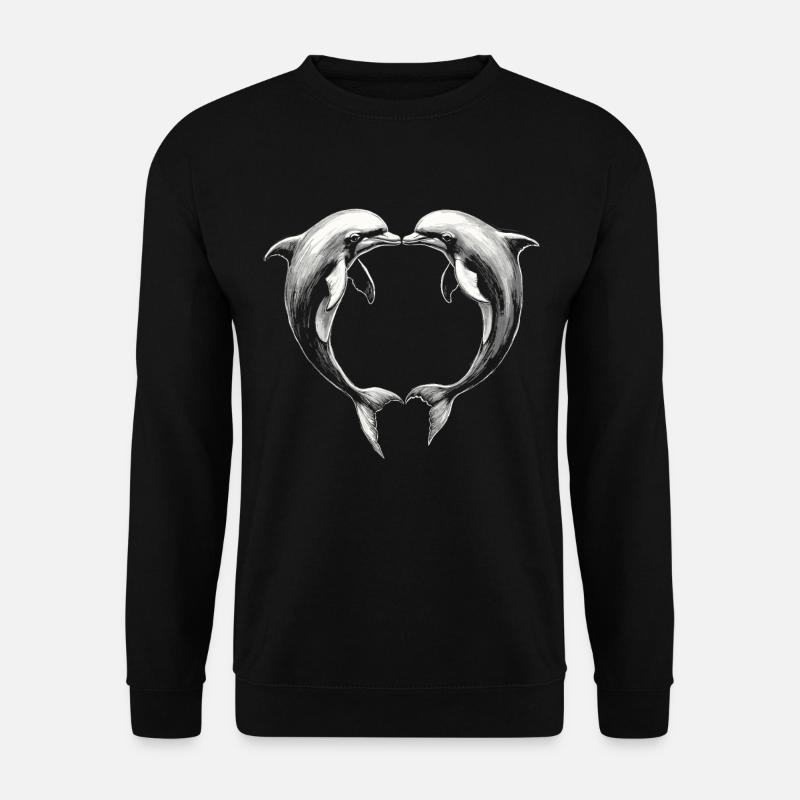 Dauphin, Dauphins Mignons, Coeur - Sweat-shirt Unisexe - noir