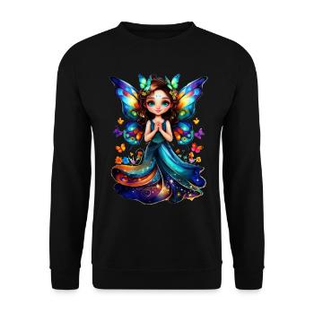 Bezaubernder Schmetterling Fee - Unisex Pullover - Schwarz - Vorne - Alina (178cm) & Michal (187cm)