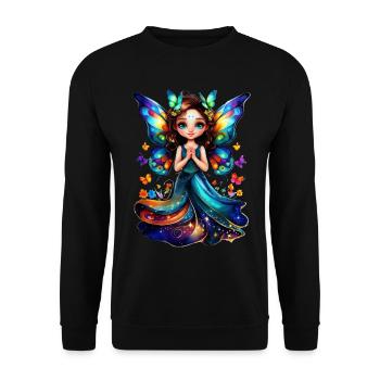 Bezaubernde Schmetterlingsfee - Unisex Pullover - Schwarz - Vorne - Alina (178cm) & Michal (187cm)