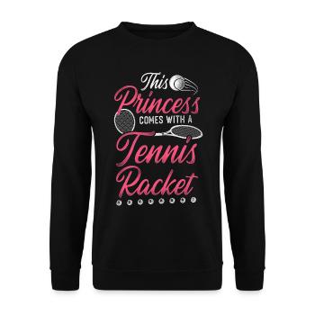 Funny Tennis Player Racket Girl - Unisex Sweatshirt - black - Front - Alina (178cm) & Michal (187cm)