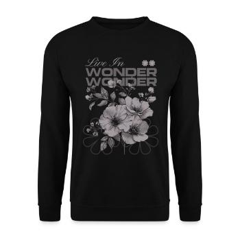Live in Wonder Botanical Floral Art - Unisex Sweatshirt - black - Front - Alina (178cm) & Michal (187cm)