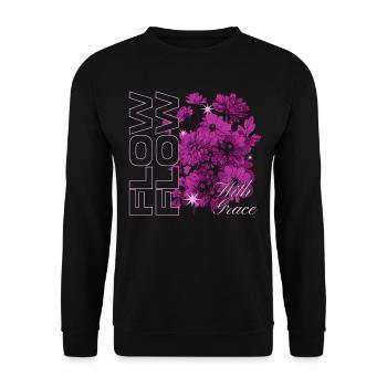 Flow with Grace Floral Art Design - Unisex Sweatshirt - black - Front - Alina (178cm) & Michal (187cm)