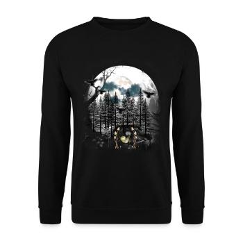 mystique forêt habitant de la forêt hamac grenouille - Sweat-shirt Unisexe - noir - Devant - Alina (178cm) & Michal (187cm)