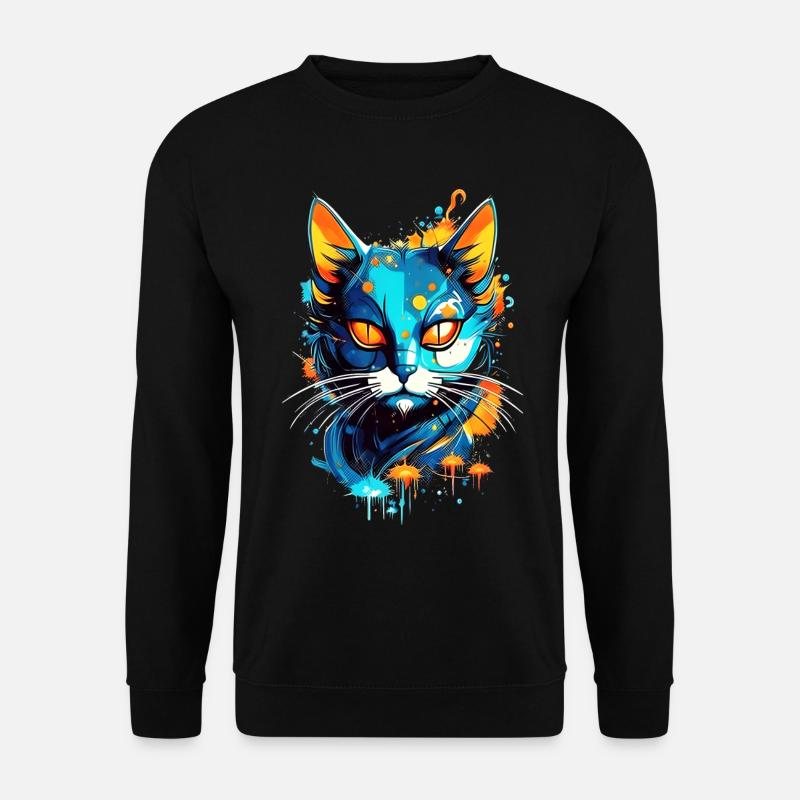 Bunte kosmische Katze - Unisex Pullover - Schwarz
