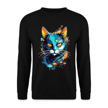 Chat de l’espace coloré - Sweat-shirt Unisexe - noir - Devant - Alina (178cm) & Michal (187cm)