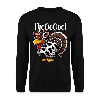 Funny Cow Turkey Thanksgiving Design - Unisex Sweatshirt - black - Front - Alina (178cm) & Michal (187cm)