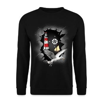 Seagull Lighthouse Compass Lighthouses Seagulls - Unisex Sweatshirt - black - Front - Alina (178cm) & Michal (187cm)