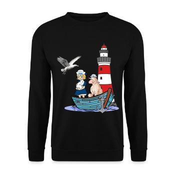 Maritime Sailor Boat Kids Child Sheep Adventure - Unisex Sweatshirt - black - Front - Alina (178cm) & Michal (187cm)