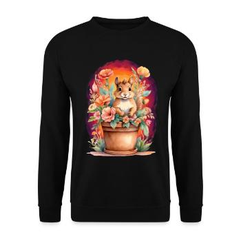 Kids Child Squirrel Flowers Fairy Tale Baby - Unisex Sweatshirt - black - Front - Alina (178cm) & Michal (187cm)