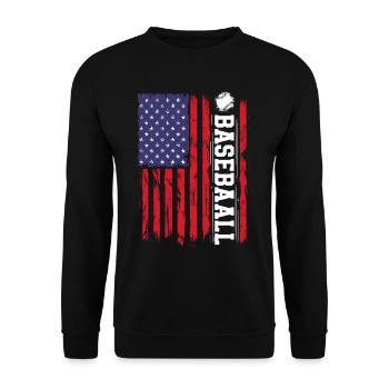 Baseball Sport Baseballspieler Pitcher Catcher USA - Unisex Pullover - Schwarz - Vorne - Alina (178cm) & Michal (187cm)