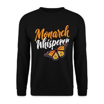 Schmetterling, Monarch Whisperer, Entomologe - Unisex Pullover - Schwarz - Vorne - Alina (178cm) & Michal (187cm)