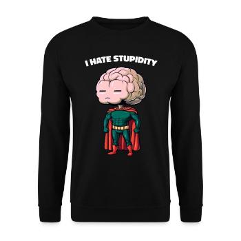 I Hate Stupidity Sarcasm Cartoon Brain Cartoon - Unisex Sweatshirt - black - Front - Alina (178cm) & Michal (187cm)