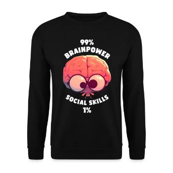 99% Matière grise 1% Compétences sociales Cerveau Drôle - Sweat-shirt Unisexe - noir - Devant - Alina (178cm) & Michal (187cm)