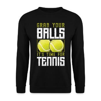 Funny Tennis Player Racket Pun - Unisex Sweatshirt - black - Front - Alina (178cm) & Michal (187cm)
