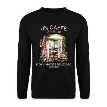 Un Caffè in un Bel Bar Solo in Italia Café Art - Unisex Pullover - Schwarz - Vorne - Alina (178cm) & Michal (187cm)