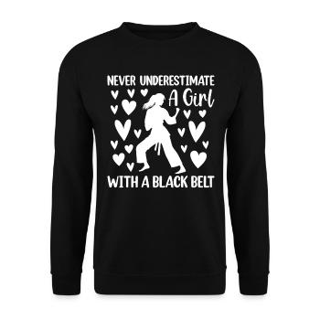 Never underestimate a girl with a black belt - Jud - Unisex Sweatshirt - black - Front - Alina (178cm) & Michal (187cm)