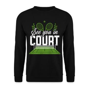 drôle joueur de tennis raquette jeu de mots voir - Sweat-shirt Unisexe - noir - Devant - Alina (178cm) & Michal (187cm)