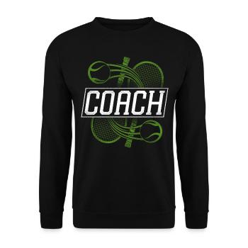 Funny Tennis Player Racket Coach - Unisex Pullover - Schwarz - Vorne - Alina (178cm) & Michal (187cm)