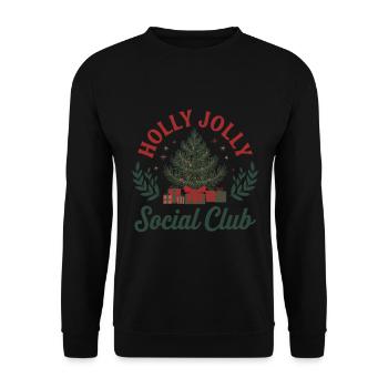 Holly Jolly Social Club - Weihnachtsfreude - Unisex Pullover - Schwarz - Vorne - Alina (178cm) & Michal (187cm)