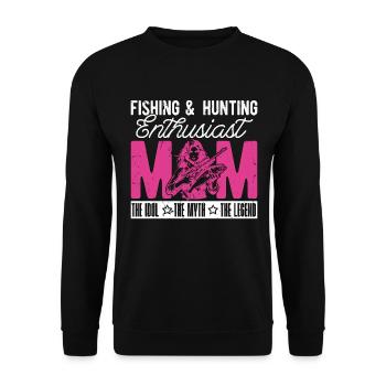 Fishing & Hunting Enthusiast Mom Loves Outdoors - Unisex Sweatshirt - black - Front - Alina (178cm) & Michal (187cm)