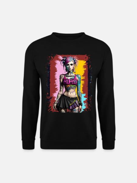 Hübsches Punk-Mädchen - Unisex Pullover - Schwarz