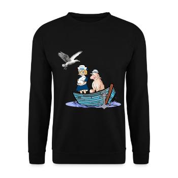 Maritime Girl Sheep North Sea Baltic Sea Travel Boat - Unisex Sweatshirt - black - Front - Alina (178cm) & Michal (187cm)