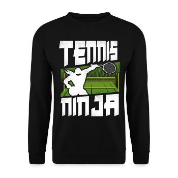 Drôle de joueur de tennis Raquette Ninja - Sweat-shirt Unisexe - noir - Devant - Alina (178cm) & Michal (187cm)