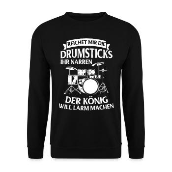 Tambours Tambours Baguette Batteur Musique Groupe Rock - Sweat-shirt Unisexe - noir - Devant - Alina (178cm) & Michal (187cm)