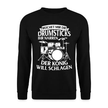 Tambours Tambours Baguette Batteur Musique Groupe Rock - Sweat-shirt Unisexe - noir - Devant - Alina (178cm) & Michal (187cm)