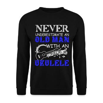 Never Underestimate An Old Man With An Ukulele - Unisex Sweatshirt - black - Front - Alina (178cm) & Michal (187cm)