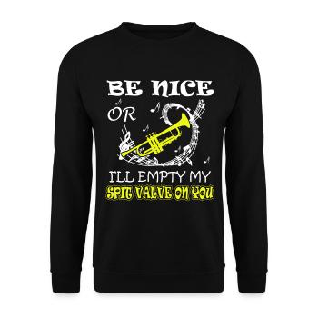 Trumpet Be Nice Or I'll Empty My Spit Valve On You - Unisex Sweatshirt - black - Front - Alina (178cm) & Michal (187cm)