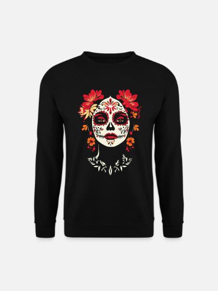 Elegante Catrina-Blumenkunst - Dia de los Muertos - Unisex Pullover - Schwarz