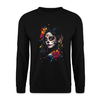 Art coloré de Catrina pour Dia de los Muertos - Sweat-shirt Unisexe - noir - Devant - Alina (178cm) & Michal (187cm)