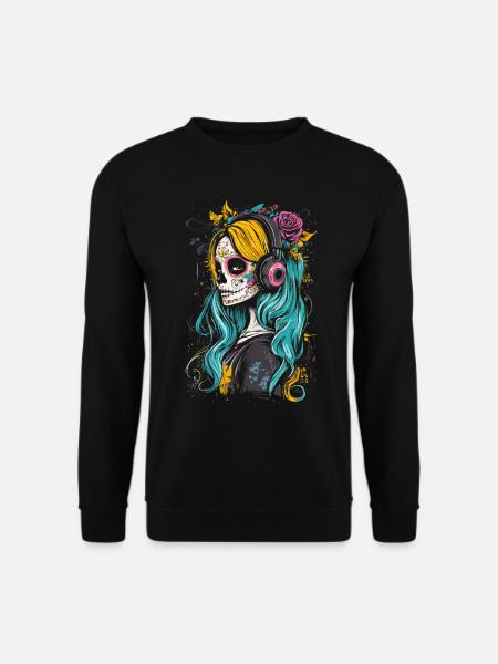 Catrina music lover for Dia de los Muertos - Unisex Sweatshirt - black