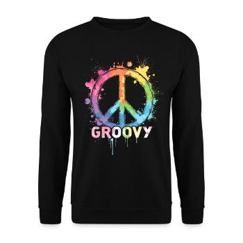 Groovy Hippie 70s 1970s 60s Party - Unisex Sweatshirt - black - Front - Alina (178cm) & Michal (187cm)